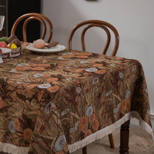 FANSU Tischdecke Abwaschbar Rechteckige, Jacquard-Kürbis Abwischbare Tischdecke Outdoor Tischtuch für Gastronomie, Feste, Party, Hochzeiten oder Haushalt (Braun,60x60cm) von FANSU