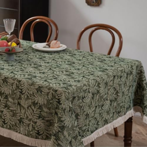 FANSU Tischdecke Abwaschbar Rechteckige, Jacquard-Kürbis Abwischbare Tischdecke Outdoor Tischtuch für Gastronomie, Feste, Party, Hochzeiten oder Haushalt (Grün,140x250cm) von FANSU