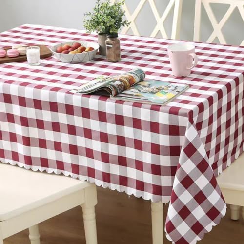 FANSU Tischdecke Abwaschbar Rechteckige,Klassisches Plaid Abwischbare Tischdecke Outdoor Tischtuch für Gastronomie, Feste, Party, Hochzeiten oder Haushalt (Weinrot,1.0 * 1.5m) von FANSU