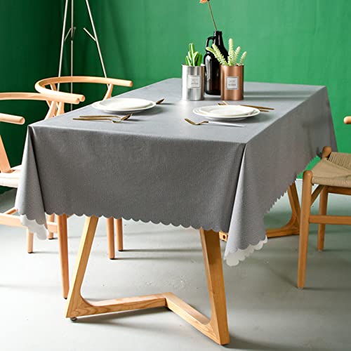 FANSU Tischdecke Abwischbar PVC Plastik Wachstuch Wasserdicht Ölbeständig Feste Farbe Garten Tischdecke Rechteckig Dekoration Tischtuch für Restaurant Küche Outdoor (110x110cm,Grau) von FANSU