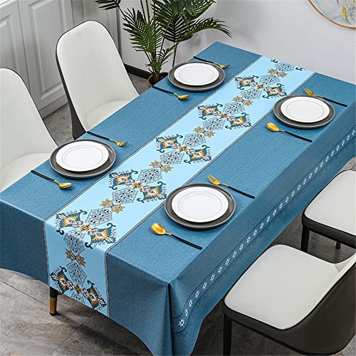 FANSU Tischdecke Abwischbar PVC Plastik Wachstuch Wasserdicht Ölbeständig Garten Tischdecke mit Mehrere Muster Rechteckig Dekoration Tischtuch für Restaurant Küche (Böhmisches Blau,100x160cm) von FANSU