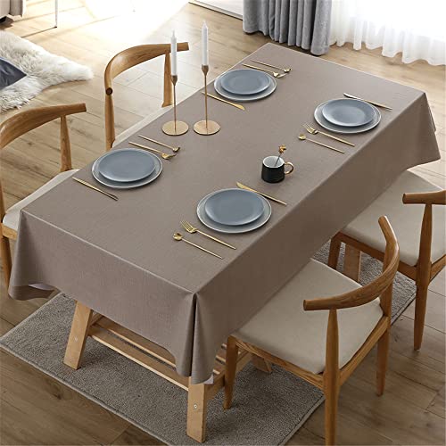 FANSU Tischdecke Abwischbar PVC Plastik Wachstuch Wasserdicht Ölbeständig Modern Garten Tischdecke Rechteckig Tischtuch Dekoration für Restaurant Küche Outdoor (Braun,140x220cm) von FANSU
