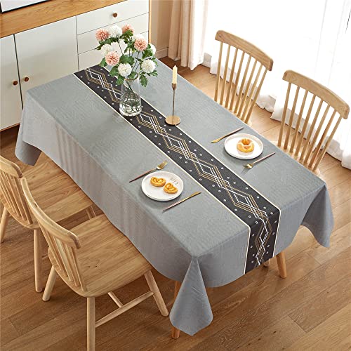 FANSU Tischdecke Abwischbar Rechteckig PVC Modern Nordisch Druck Plastik Wachstuch Wasserdicht Ölbeständig Tischdecke Dekoration für Restaurant Küche Outdoor Garten (137x180cm,Mode Grau) von FANSU