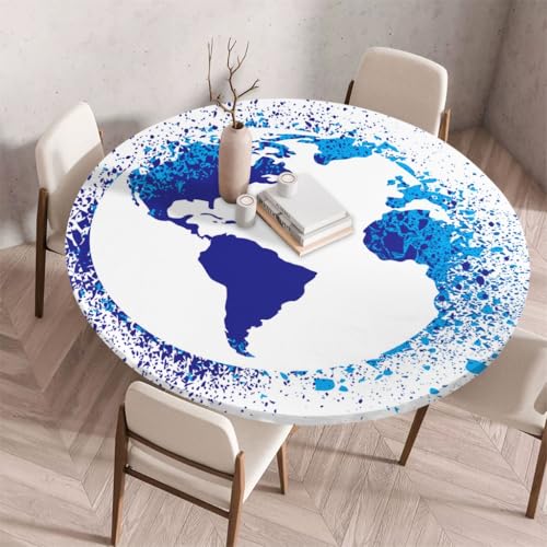 FANSU Tischdecke Outdoor Wetterfest Rund mit Gummizug, Rund Tischdecke 3D Muster Waschbar und Abwischbar für Esstisch, Couchtisch, Gartentisch Geeignet (Blaue Graffiti,180cm) von FANSU