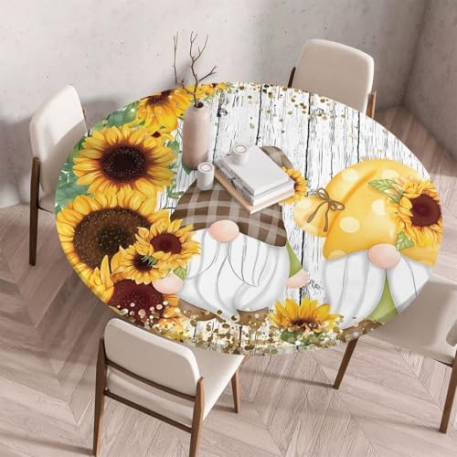 FANSU Tischdecke Outdoor Wetterfest Rund mit Gummizug, Rund Tischdecke mit 3D Muster Waschbar und Abwischbar für Esstisch, Couchtisch, Gartentisch Geeignet (Goldenes Funkeln,170cm) von FANSU