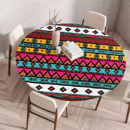 FANSU Tischdecke Outdoor Wetterfest Rund mit Gummizug, Rund Tischdecke mit 3D Muster Waschbar und Abwischbar für Esstisch, Couchtisch, Gartentisch Geeignet (Klassischer Stil 30,180cm) von FANSU