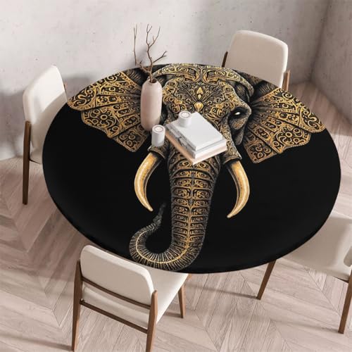 FANSU Tischdecke Outdoor Wetterfest Rund mit Gummizug, Rund Tischdecke mit 3D Muster Waschbar und Abwischbar für Esstisch, Couchtisch, Gartentisch Geeignet (Klassischer Stil 35,120cm) von FANSU