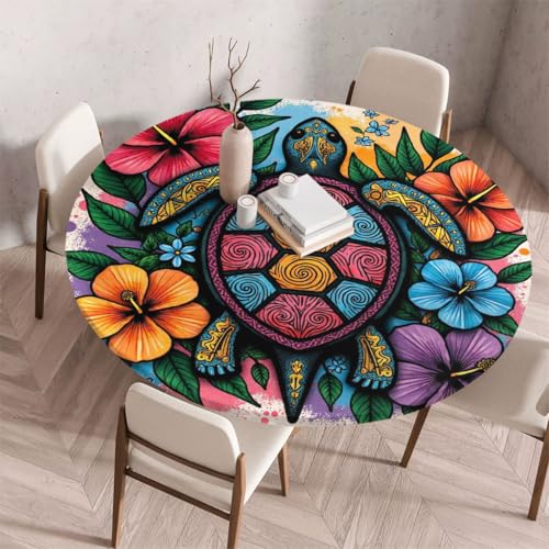 FANSU Tischdecke Outdoor Wetterfest Rund mit Gummizug, Rund Tischdecke mit 3D Muster Waschbar und Abwischbar für Esstisch, Couchtisch, Gartentisch Geeignet (Klassischer Stil 36,170cm) von FANSU