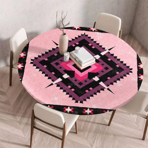 FANSU Tischdecke Outdoor Wetterfest Rund mit Gummizug, Rund Tischdecke mit 3D Muster Waschbar und Abwischbar für Esstisch, Couchtisch, Gartentisch Geeignet (Klassischer Stil 37,200cm) von FANSU