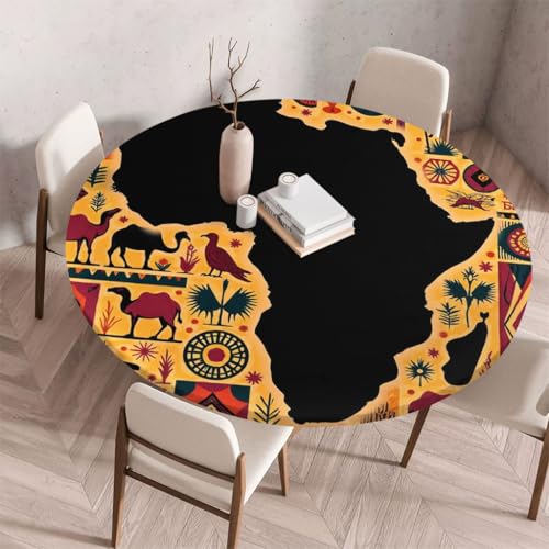 FANSU Tischdecke Outdoor Wetterfest Rund mit Gummizug, Rund Tischdecke mit 3D Muster Waschbar und Abwischbar für Esstisch, Couchtisch, Gartentisch Geeignet (Klassischer Stil 38,130cm) von FANSU