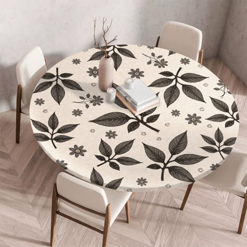 FANSU Tischdecke Outdoor Wetterfest Rund mit Gummizug, Rund Tischdecke mit 3D Muster Waschbar und Abwischbar für Esstisch, Couchtisch, Gartentisch Geeignet (Landblume 6,180cm) von FANSU