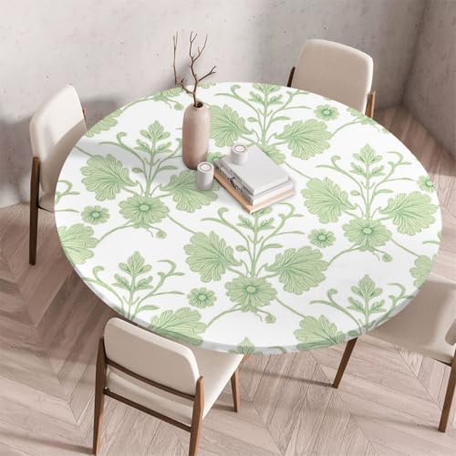 FANSU Tischdecke Outdoor Wetterfest Rund mit Gummizug, Rund Tischdecke mit 3D Muster Waschbar und Abwischbar für Esstisch, Couchtisch, Gartentisch Geeignet (Retro-Stil 11,120cm) von FANSU