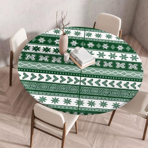 FANSU Tischdecke Outdoor Wetterfest Rund mit Gummizug, Rund Tischdecke mit 3D Muster Waschbar und Abwischbar für Esstisch, Couchtisch, Gartentisch Geeignet (Retro-Stil 71,170cm) von FANSU
