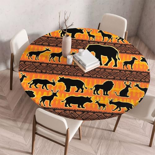 FANSU Tischdecke Outdoor Wetterfest Rund mit Gummizug, Rund Tischdecke mit 3D Muster Waschbar und Abwischbar für Esstisch, Couchtisch, Gartentisch Geeignet (Retro-Stil 9,200cm) von FANSU