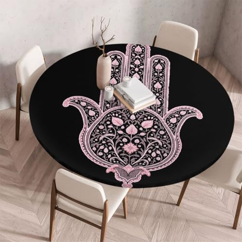 FANSU Tischdecke Outdoor Wetterfest Rund mit Gummizug, Rund Tischdecke mit 3D Muster Waschbar und Abwischbar für Esstisch, Couchtisch, Gartentisch Geeignet (Schicker Klassiker 8,80cm) von FANSU