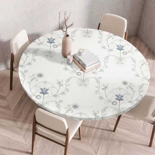 FANSU Tischdecke Outdoor Wetterfest Rund mit Gummizug, Rund Tischdecke mit 3D Muster Waschbar und Abwischbar für Esstisch, Couchtisch, Gartentisch Geeignet (Schlicht Klassisch 3,170cm) von FANSU