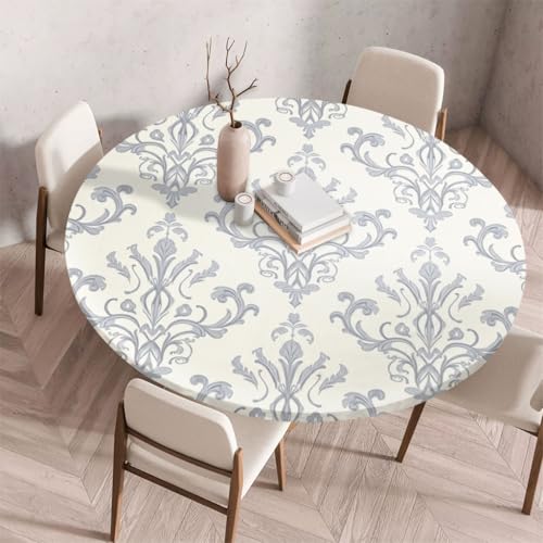 FANSU Tischdecke Outdoor Wetterfest Rund mit Gummizug, Rund Tischdecke mit 3D Muster Waschbar und Abwischbar für Esstisch, Couchtisch, Gartentisch Geeignet (Schlicht Klassisch 4,140cm) von FANSU
