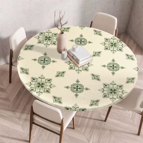 FANSU Tischdecke Outdoor Wetterfest Rund mit Gummizug, Rund Tischdecke mit 3D Muster Waschbar und Abwischbar für Esstisch, Couchtisch, Gartentisch Geeignet (Schlicht Klassisch 8,180cm) von FANSU