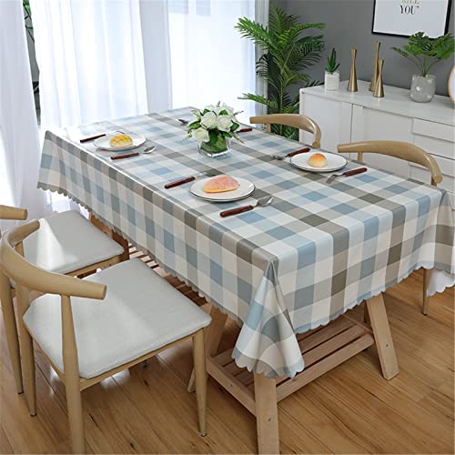 FANSU Tischdecke PVC Abwaschbar, Plaid Muster Wachstuch Tischdecken Plastik Abwischbar Wasserdicht Ölbeständig Garten Tischdecke Rechteckig Tischtuch für Restaurant (120x160cm,Blau Weiss) von FANSU
