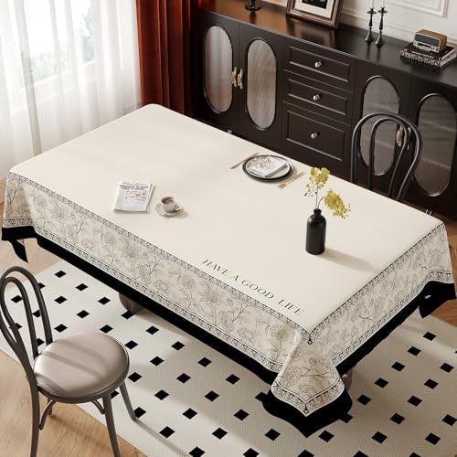 FANSU Tischdecke PVC Outdoor Wetterfest, Gartentischdecke Abwaschbar Wischbare Tischtuch, Wasserdicht Tischwäsche für Wohnzimmer Garten Balkon (Schlicht Modern 1,90x140CM) von FANSU