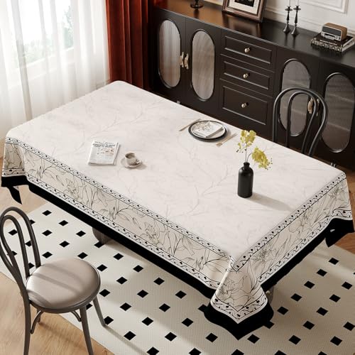 FANSU Tischdecke PVC Outdoor Wetterfest, Gartentischdecke Abwaschbar Wischbare Tischtuch, Wasserdicht Tischwäsche für Wohnzimmer Garten Balkon (Schlicht Modern 3,90x140CM) von FANSU