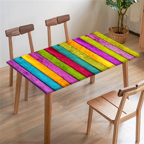 FANSU Tischdecke Rechteckige Quadrat, Tischdecken, Spandex Elastische Tischtuch Draussen Retro-Klassiker, Tischdecke für Terrasse,Garten, Küche Esszimmer Outdoor (Regenbogen,153x77cm) von FANSU