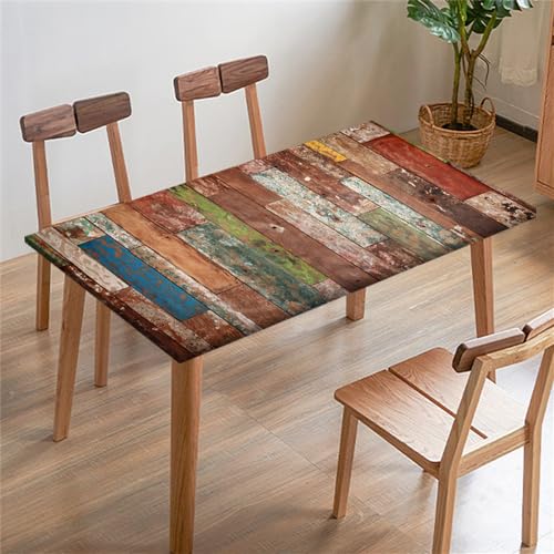 FANSU Tischdecke Rechteckige Quadrat Tischdecken, Elastische Regenbogen Abwischbare Tischtuch Draussen, Tischdecke für Outdoor, Terrasse,Garten, Küche Esszimmer (140x80cm,Braun) von FANSU