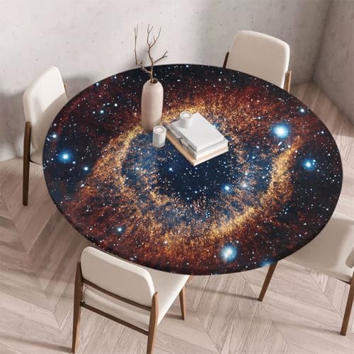 FANSU Tischdecke Rund Abwaschbar 3D-Naturlandschaft für Outdoor Gartentischdecke Rund Elastisch Schmutzabweisend für Garten Küche, Esstisch, Parteien (Universum,110cm) von FANSU