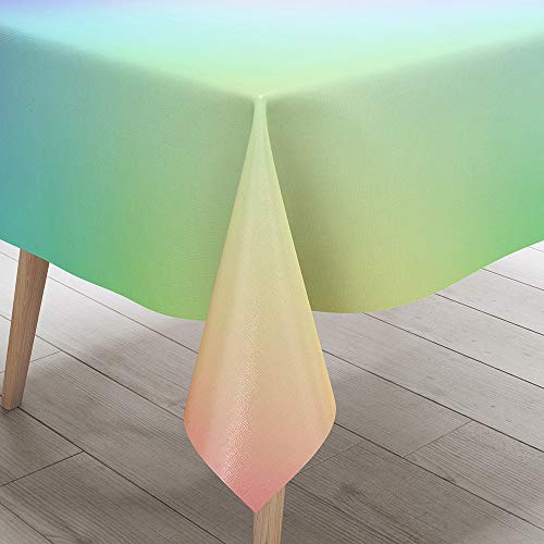FANSU Tischdecke Wasserdicht Tischwäsche, Gradient Rechteckige Wasserabweisend Abwaschbar 3D Tischtuch Draussen Küchentischabdeckung für Küche Outdoor Garten Dekoration (Rosa,140x260cm) von FANSU
