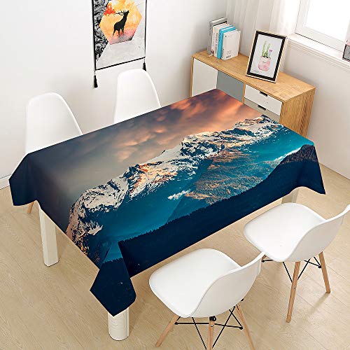 FANSU Tischdecke Wasserdicht Tischwäsche, Rechteckige Wasserabweisend Abwaschbar 3D Berg Tischtuch Draussen Küchentischabdeckung für Küche Outdoor Garten Dekoration (Fantasie,100x140cm) von FANSU