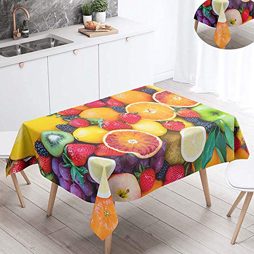 FANSU Tischdecke Wasserdicht Tischwäsche, Rechteckige Wasserabweisend Abwaschbar 3D Obst Tischtuch Draussen Küchentischabdeckung für Outdoor Garten Küche Dekoration (140x200cm,Mehrfarbige Früchte) FANSU Tischdecke Wasserdicht Tischwäsche, Rechteckige Wasserabweisend Abwaschbar 3D Obst Tischtuch Draussen Küchentischabdeckung für Outdoor Garten Küche Dekoration (140x200cm,Mehrfarbige Früchte) von FANSU