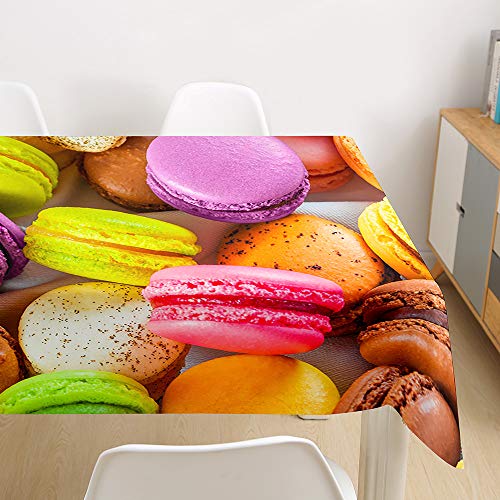 FANSU Tischdecke Wasserdicht Tischwäsche, Rechteckige Wasserabweisend Abwaschbar 3D Tischtuch Draussen Küchentischabdeckung für Küche Outdoor Garten Dekoration (Macaron,140x160cm) von FANSU