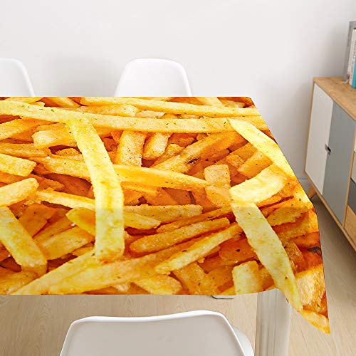 FANSU Tischdecke Wasserdicht Tischwäsche, Rechteckige Wasserabweisend Abwaschbar 3D Tischtuch Draussen Küchentischabdeckung für Küche Outdoor Garten Dekoration (Pommes frittes,100x140cm) von FANSU