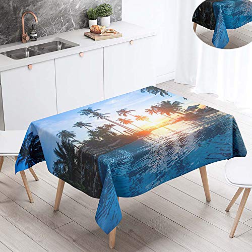 FANSU Tischdecke Wasserdicht Tischwäsche, Rechteckige Wasserabweisend Abwaschbar 3D Tischtuch Draussen Küchentischabdeckung für Outdoor Garten Küche Dekoration (Blauer Pool,140x220cm) von FANSU