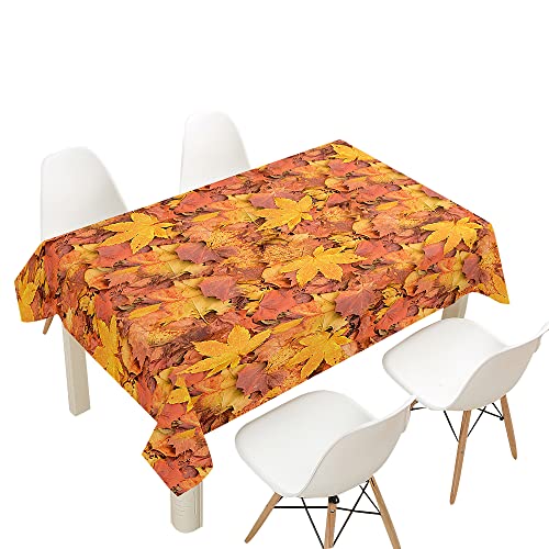 FANSU Tischdecke Wasserdicht Tischwäsche, Rechteckige Wasserabweisend Abwaschbar Herbst Blätter Tischtuch Draussen Küchentischabdeckung für Outdoor Küche Dekoration (140x220cm,Ahornblatt) von FANSU