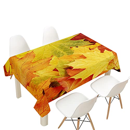 FANSU Tischdecke Wasserdicht Tischwäsche, Rechteckige Wasserabweisend Abwaschbar Herbst Blätter Tischtuch Draussen Küchentischabdeckung für Outdoor Küche Dekoration (90x90cm,Herbst) von FANSU
