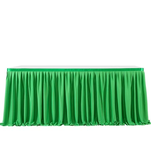 FANSU Tischrock Party, Tischrock Tisch Rock Deko Tischdecke Rund Rechteckig Tischdekoration für Geburtstag Kuchen Hochzeit Bankett Babyparty Taufe Weihnachten (Grasgrün,14FT/427x77cm) von FANSU