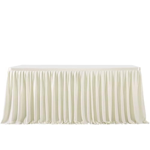 FANSU Tischrock Party, Tischrock Tisch Rock Deko Tischdecke Rund Rechteckig Tischdekoration für Geburtstag Kuchen Hochzeit Bankett Babyparty Taufe Weihnachten (Milchweiß,6FT/183x77cm) von FANSU