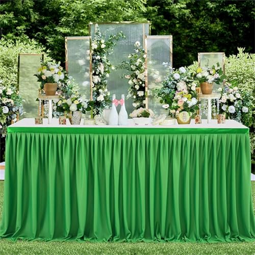 FANSU Tischrock Party,Tischrock Tisch Rock Deko Tischdecke Rund Rechteckig Tischdekoration für Geburtstag Kuchen Hochzeit Bankett Babyparty Taufe Weihnachten (Grasgrün,6FT/183x78cm) von FANSU