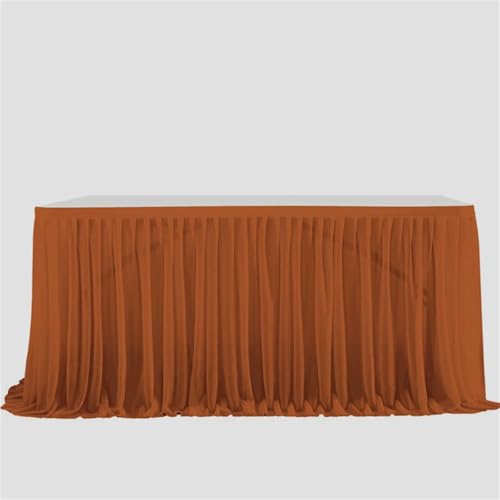 FANSU Tüll Tischrock, Tischrock Party Doppelschicht Tisch Rock Deko Tischdecke Rund Rechteckig Tischdekoration für Geburtstag Kuchen Hochzeit Babyparty Weihnachten (Braun,14FT/426x75cm) von FANSU