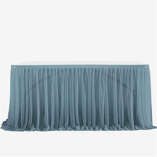 FANSU Tüll Tischrock, Tischrock Party Doppelschicht Tisch Rock Deko Tischdecke Rund Rechteckig Tischdekoration für Geburtstag Kuchen Hochzeit Babyparty Weihnachten (Dunkelblau,4FT/122x75cm) von FANSU