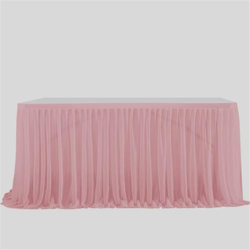 FANSU Tüll Tischrock, Tischrock Party Doppelschicht Tisch Rock Deko Tischdecke Rund Rechteckig Tischdekoration für Geburtstag Kuchen Hochzeit Babyparty Weihnachten (Dunkelrosa,14FT/426x75cm) von FANSU