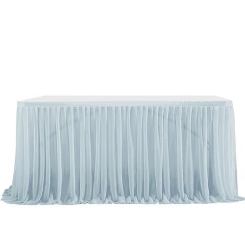 FANSU Tüll Tischrock, Tischrock Party Tisch Rock Deko Tischdecke Rund Rechteckig Tischdekoration für Geburtstag Kuchen Hochzeit Bankett Babyparty Taufe Weihnachten (Blassblau,4FT/122x77cm) von FANSU