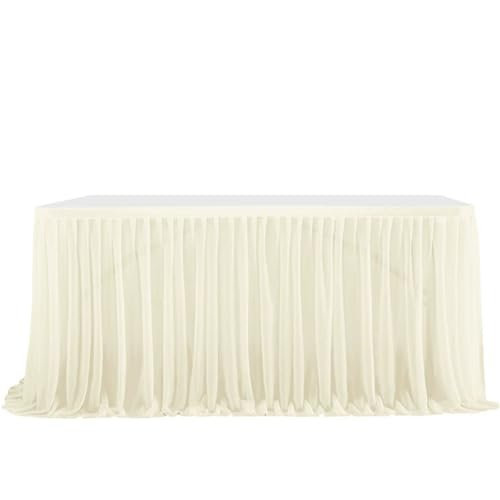FANSU Tüll Tischrock, Tischrock Party Tisch Rock Deko Tischdecke Rund Rechteckig Tischdekoration für Geburtstag Kuchen Hochzeit Bankett Babyparty Taufe Weihnachten (Blassgelb,4FT/122x77cm) von FANSU
