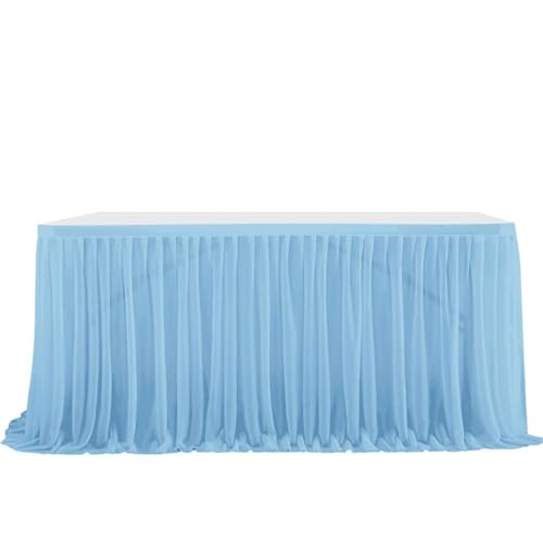 FANSU Tüll Tischrock, Tischrock Party Tisch Rock Deko Tischdecke Rund Rechteckig Tischdekoration für Geburtstag Kuchen Hochzeit Bankett Babyparty Taufe Weihnachten (Blau,6FT/183x77cm) von FANSU