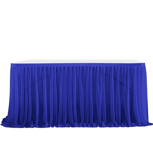 FANSU Tüll Tischrock, Tischrock Party Tisch Rock Deko Tischdecke Rund Rechteckig Tischdekoration für Geburtstag Kuchen Hochzeit Bankett Babyparty Taufe Weihnachten (Dunkelblau,14FT/427x77cm) von FANSU