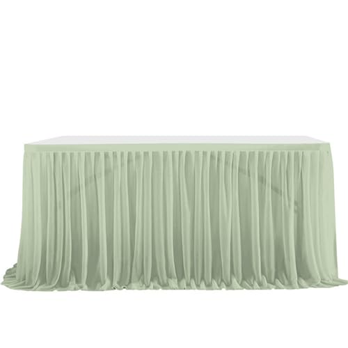 FANSU Tüll Tischrock, Tischrock Party Tisch Rock Deko Tischdecke Rund Rechteckig Tischdekoration für Geburtstag Kuchen Hochzeit Bankett Babyparty Taufe Weihnachten (Grün,6FT/183x77cm) von FANSU
