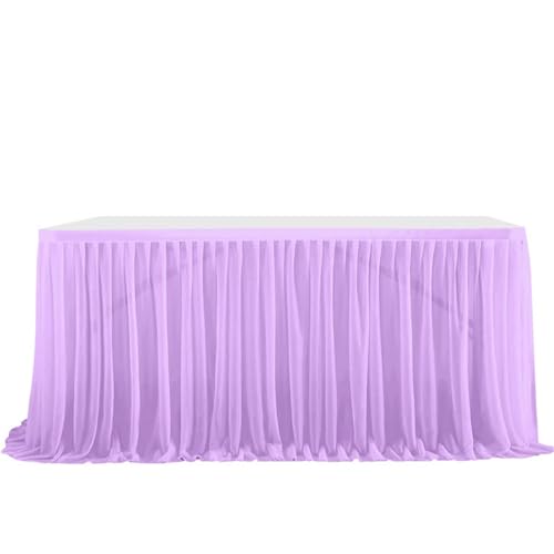FANSU Tüll Tischrock, Tischrock Party Tisch Rock Deko Tischdecke Rund Rechteckig Tischdekoration für Geburtstag Kuchen Hochzeit Bankett Babyparty Taufe Weihnachten (Hellviolett,4FT/122x77cm) von FANSU