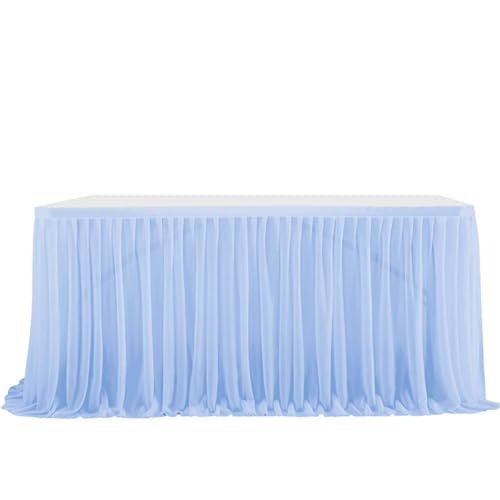 FANSU Tüll Tischrock, Tischrock Party Tisch Rock Deko Tischdecke Rund Rechteckig Tischdekoration für Geburtstag Kuchen Hochzeit Bankett Babyparty Taufe Weihnachten (Himmelblau,6FT/183x77cm) von FANSU
