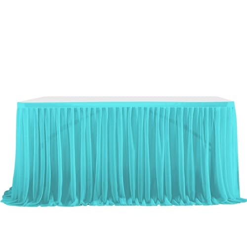 FANSU Tüll Tischrock, Tischrock Party Tisch Rock Deko Tischdecke Rund Rechteckig Tischdekoration für Geburtstag Kuchen Hochzeit Bankett Babyparty Taufe Weihnachten (Seeblau,6FT/183x77cm) von FANSU
